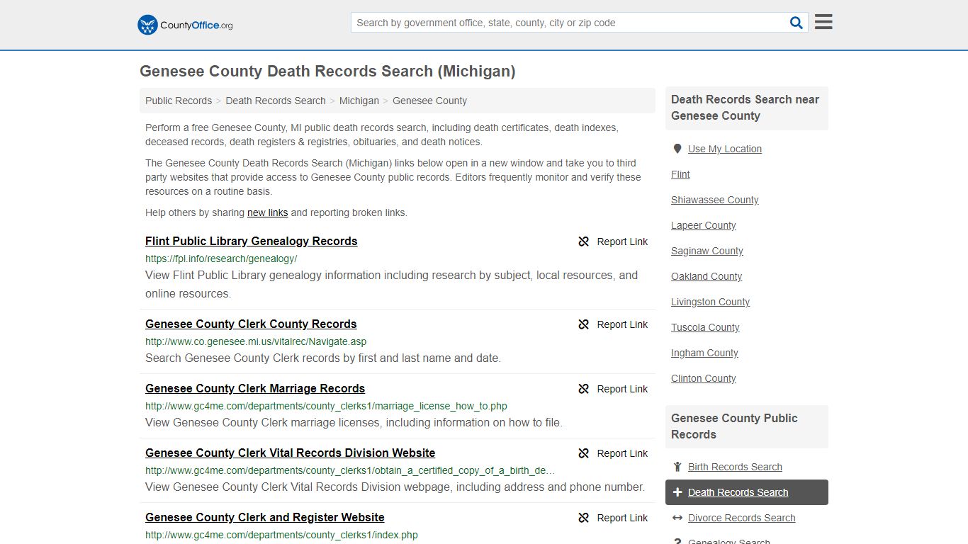 Death Records Search - Genesee County, MI (Death ...