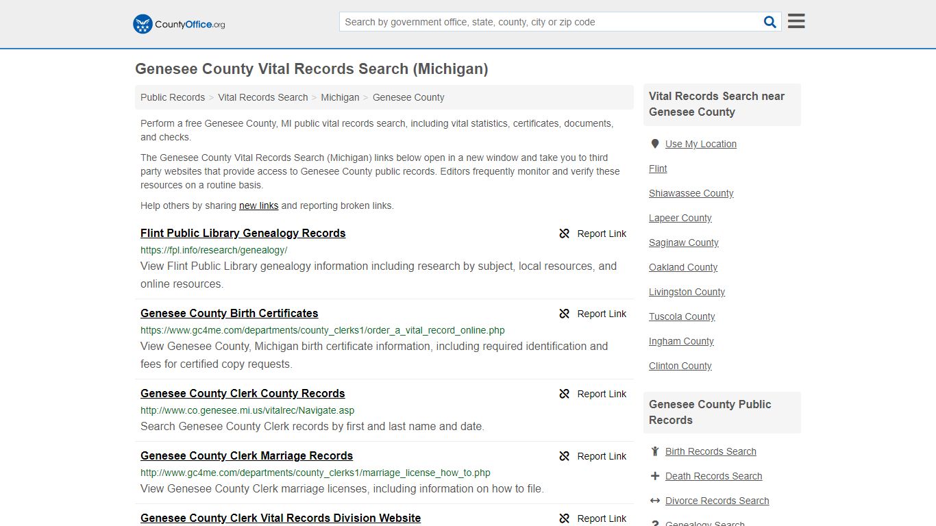 Vital Records Search - Genesee County, MI (Birth, Death ...